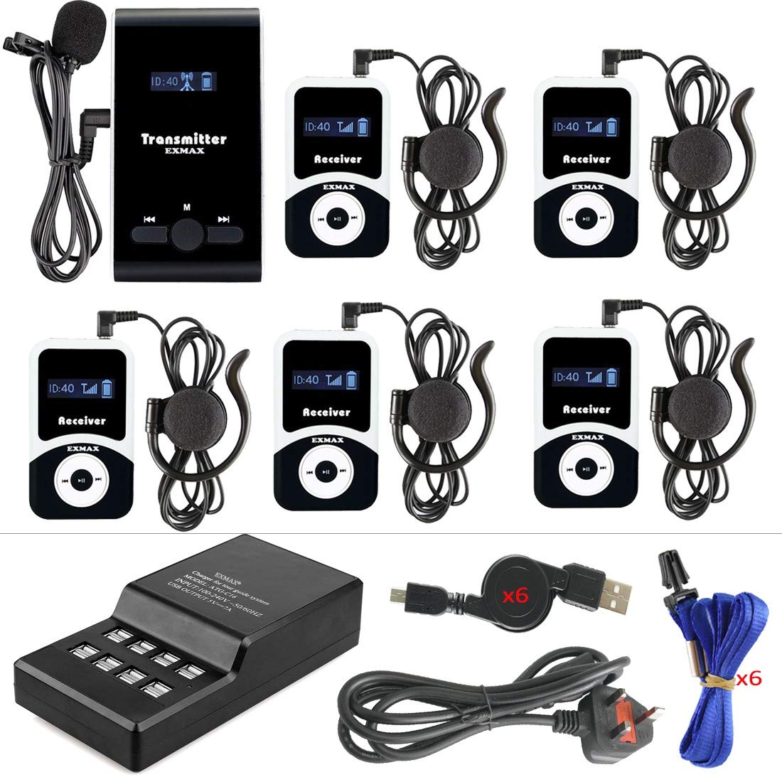 Wireless Tour Guide System for Interpreting and City Tours (1 Transmitter, 5 Receivers)